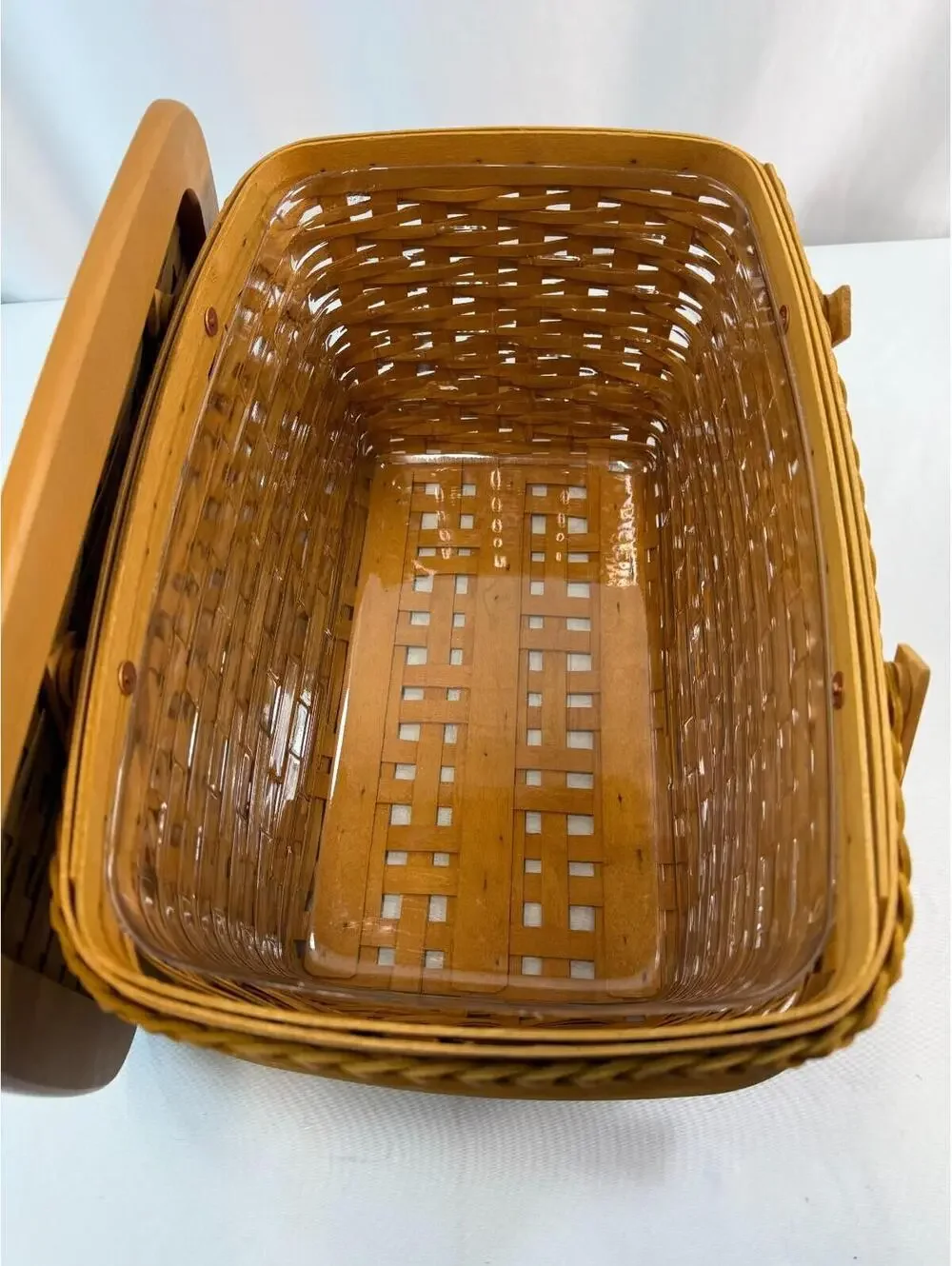 2000 Longaberger Founder’s Market Basket Handwoven Lid Signed To Dad With Love
